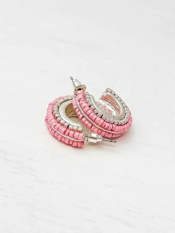 Elegant Jewelry At Unbeatable Offers – Shop Before It's Gone Micaela Seed Bead Petite Hoop Earrings - Pink
