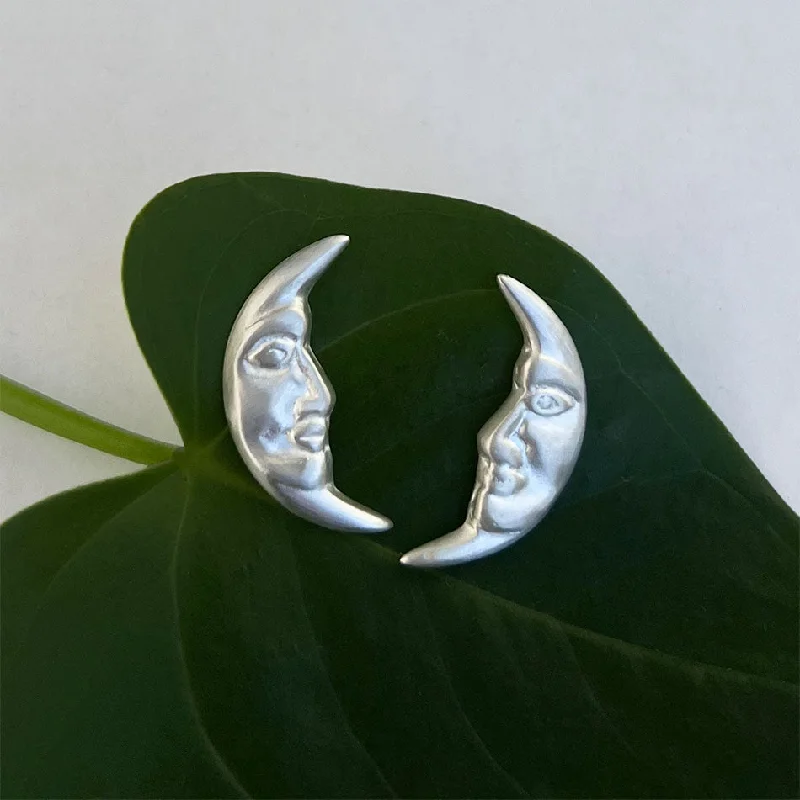 Seasonal Jewelry Sale – Upgrade Your Collection Moon Face Studs - Sterling Silver, Indonesia