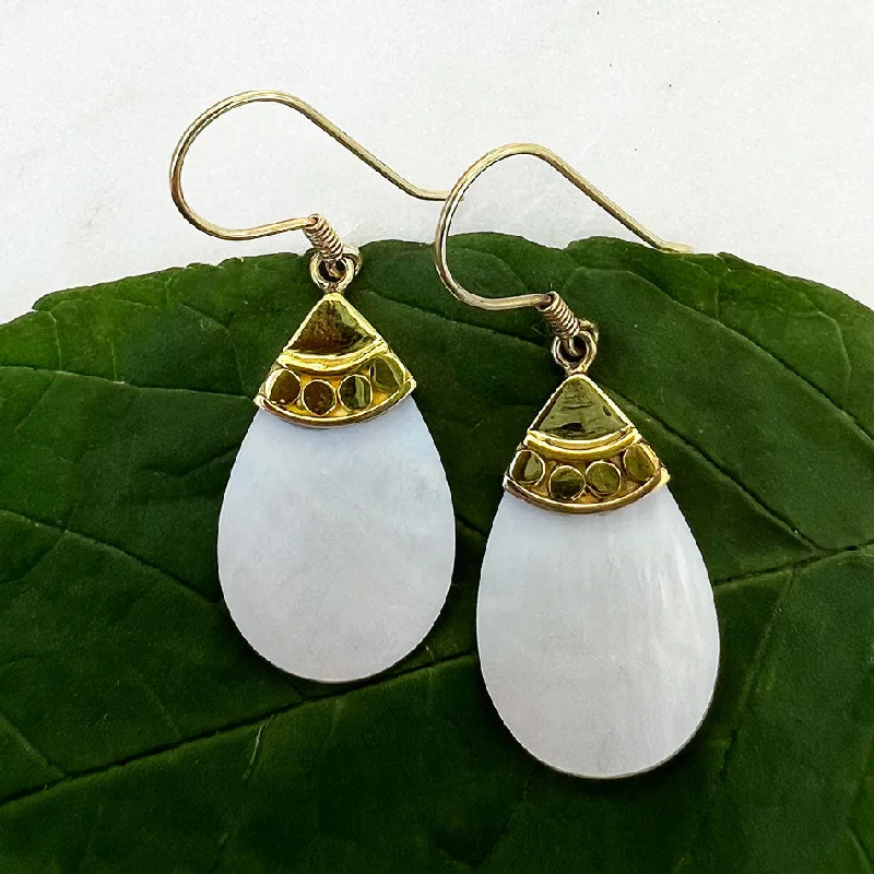 The Ultimate Jewelry Sale – Shop Premium Styles Mother-of-pearl Teardrop Earrings - Brass, Indonesia