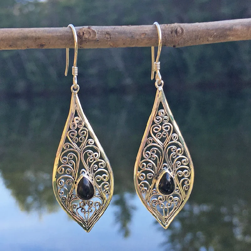 Exclusive Jewelry Offers – Shine For Less Kerawang Onyx Earrings - Sterling Silver Indonesia