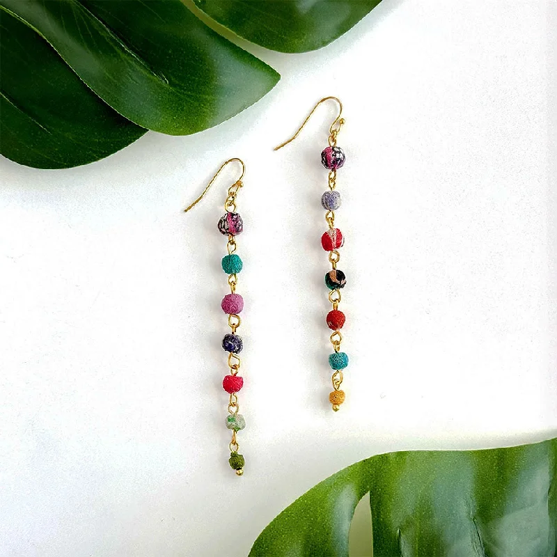 Elegant Jewelry Pieces At Unbelievable Prices Recycled Sari Delicate Dangles, India