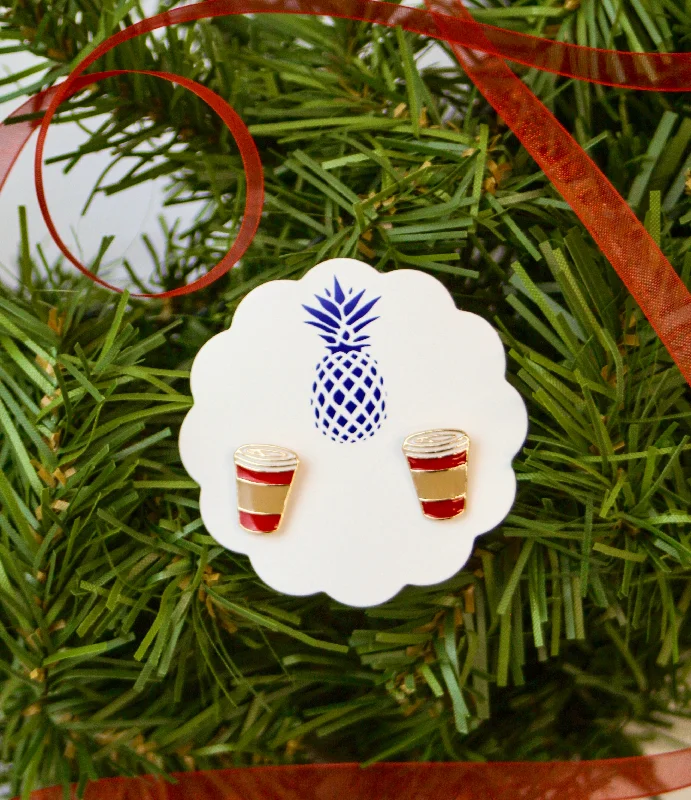 Shop Modern Jewelry Collections With Exclusive Discounts Red Coffee Cup Signature Enamel Studs by Prep Obsessed