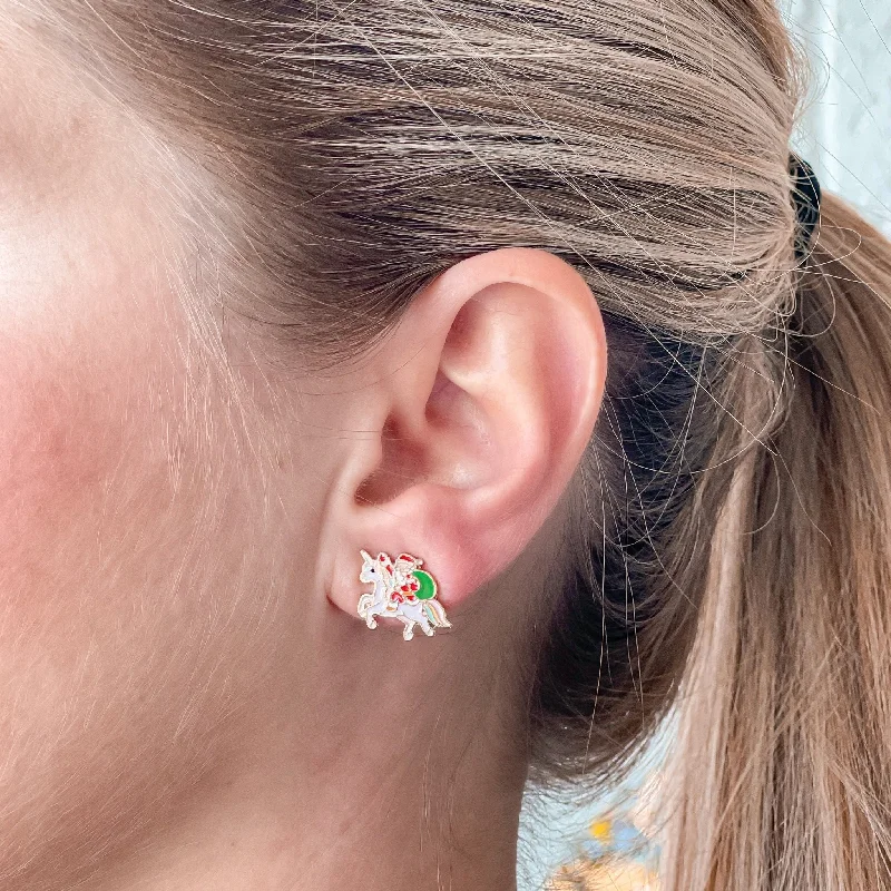 Upgrade Your Jewelry Collection For Less 'Santa's Magical Christmas' Unicorn Signature Enamel Studs