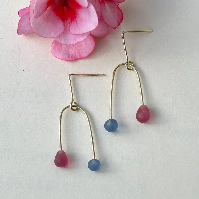 Modern Statement Jewelry For Bold Styling Sea Glass Mobile Earrings - Rose/Sky, India