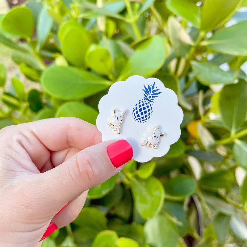 Fine Jewelry, Limited-Time Offers Available Signature Pet Enamel Studs by Prep Obsessed - Frenchie