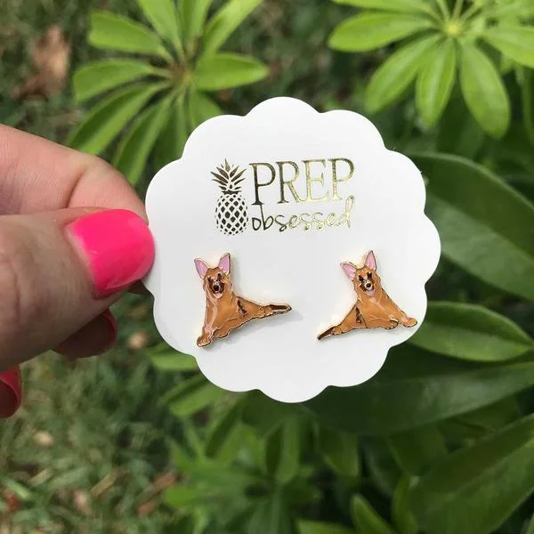 The Perfect Jewelry Piece At The Perfect Price Signature Pet Enamel Studs by Prep Obsessed - German Shepherd