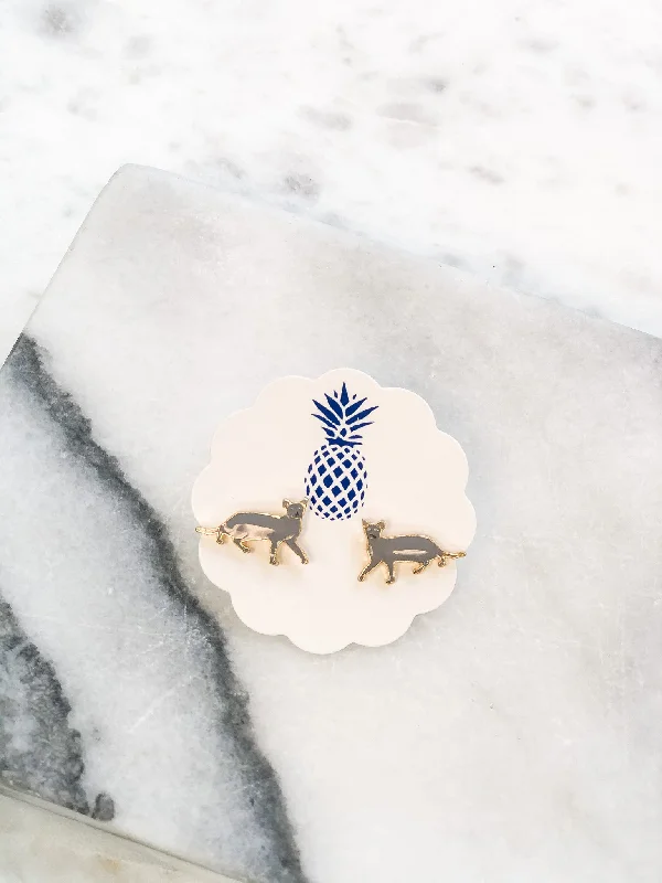 Don't Miss Our Biggest Jewelry Sale Of The Season Signature Pet Enamel Studs by Prep Obsessed - Gray Cat