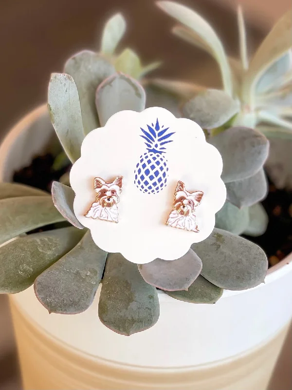 Premium Jewelry Now Available At Special Discounts Signature Pet Enamel Studs by Prep Obsessed - Yorkshire Terrier