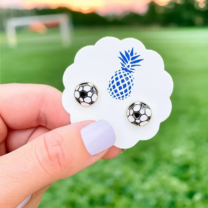 Bestselling Jewelry At Special Promotional Rates Soccer Ball Signature Enamel Studs by Prep Obsessed