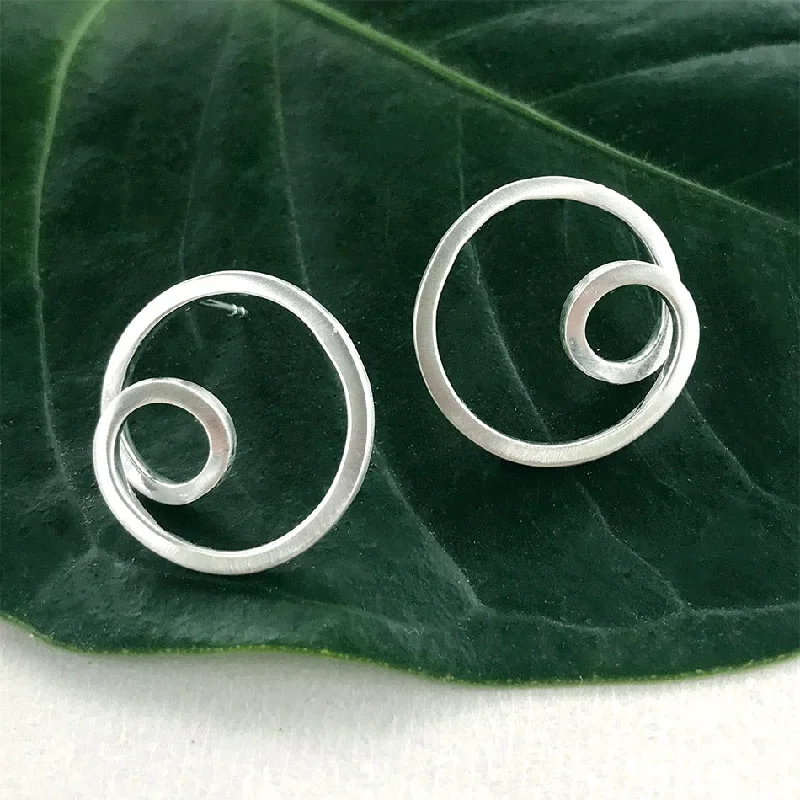 Affordable Luxury Jewelry For Every Occasion Circle in Circle Studs - Sterling Silver, Indonesia