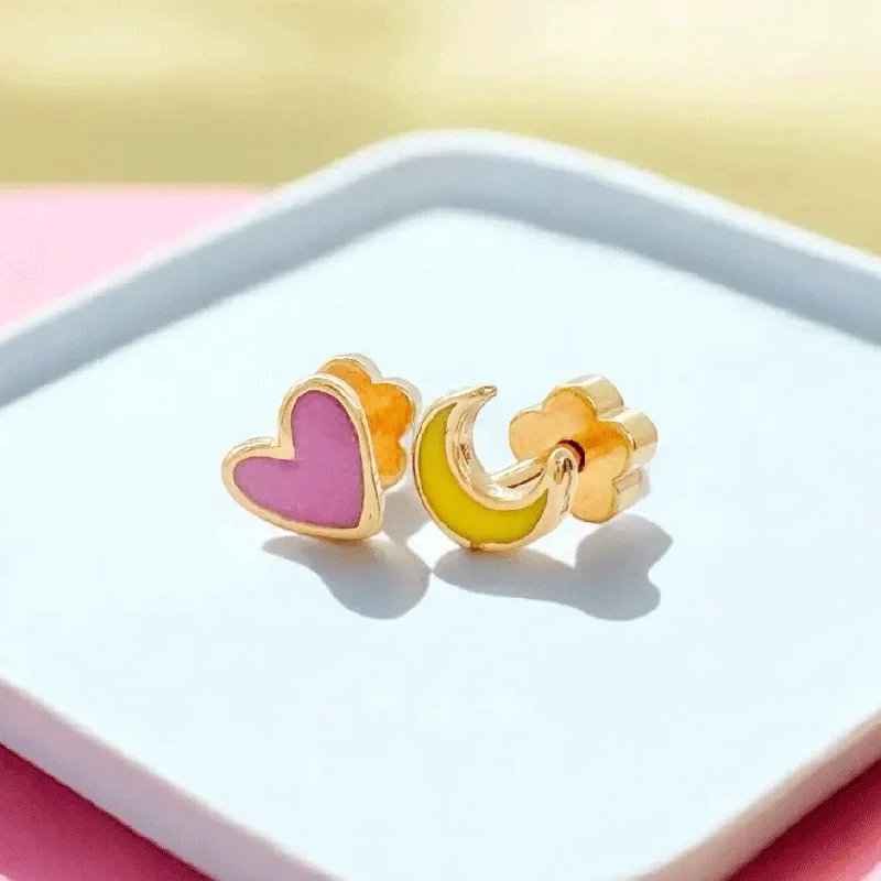 The Ultimate Jewelry Sale – Shop Premium Styles Tiny Kid's Heart Moon Earrings, Thailand The Ultimate Jewelry Sale – Shop Premium Styles Tiny Kid's Heart Moon Earrings, Thailand