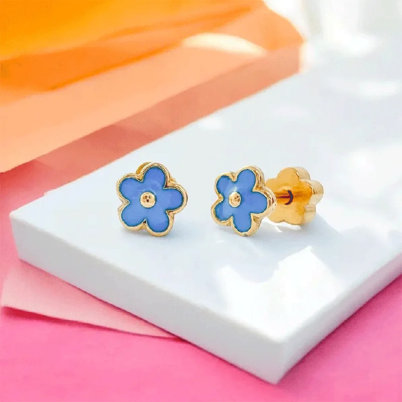 Exclusive Online Jewelry Sale – Don't Wait Tiny Kid's Blue Daisy Earrings, Thailand