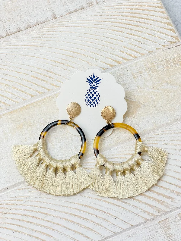 Holiday Jewelry Sale – Perfect Gifts At Great Prices Tortoise Fringe Dangle Earrings - Ivory