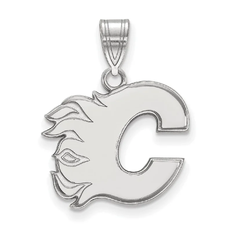 Discounted Jewelry For A Glamorous Look 10k White Gold NHL Calgary Flames Medium Pendant Discounted Jewelry For A Glamorous Look 10k White Gold NHL Calgary Flames Medium Pendant