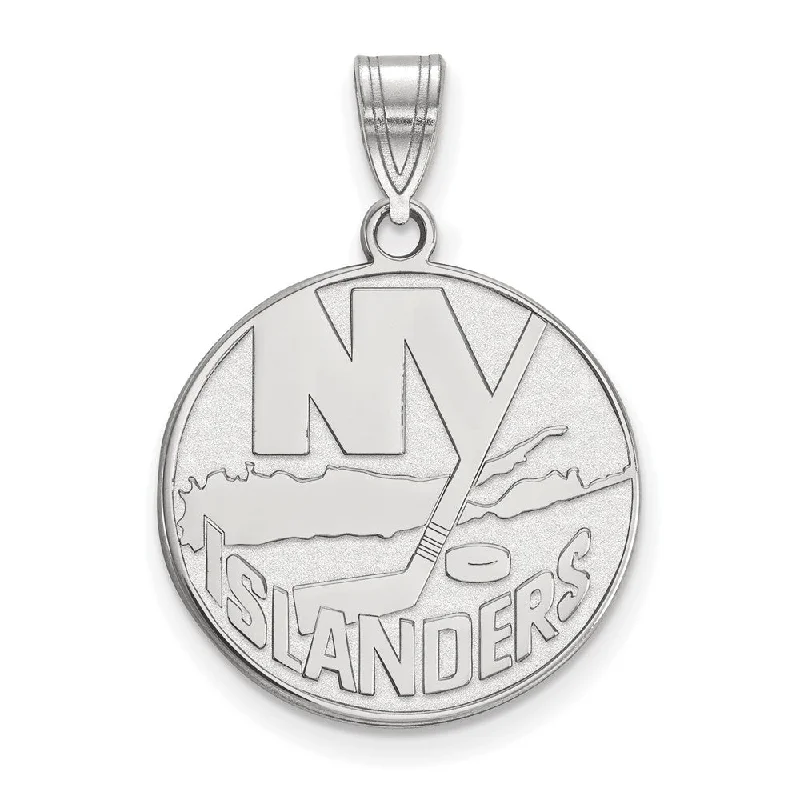 Modern Statement Jewelry For Bold Styling 10k White Gold NHL New York Islanders Large Disc Pendant Modern Statement Jewelry For Bold Styling 10k White Gold NHL New York Islanders Large Disc Pendant