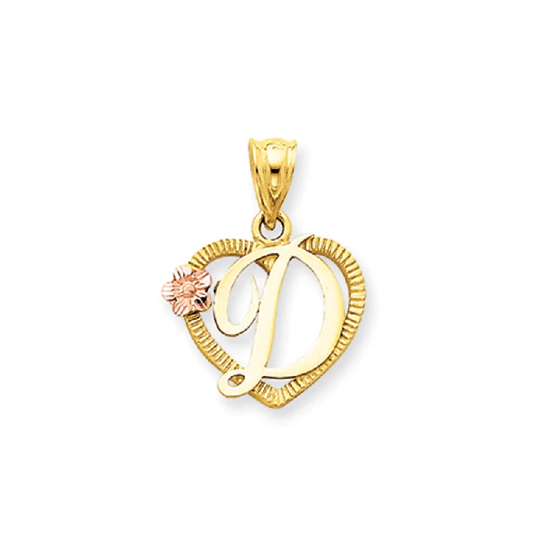 Get The Jewelry You Love At A Price You Love 14k Two Tone Gold Grace Collection 15mm Heart Initial D Pendant Get The Jewelry You Love At A Price You Love 14k Two Tone Gold Grace Collection 15mm Heart Initial D Pendant