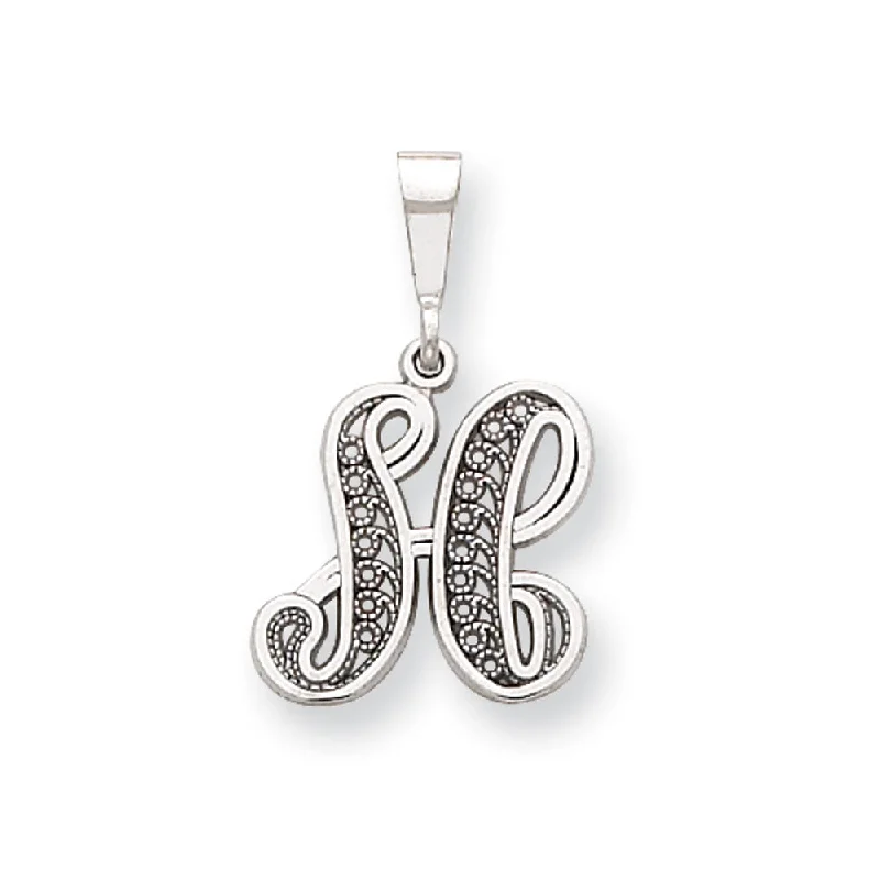 Limited-Time Jewelry Discounts – Shine Without The Splurge 14k White Gold, Maci Collection, Filigree Script Initial H Pendant Limited-Time Jewelry Discounts – Shine Without The Splurge 14k White Gold, Maci Collection, Filigree Script Initial H Pendant