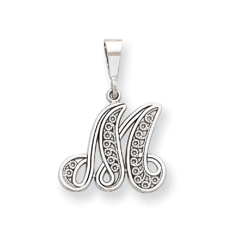 Flash Deals On Fine Jewelry – Shop Before It's Gone 14k White Gold, Maci Collection, Filigree Script Initial M Pendant Flash Deals On Fine Jewelry – Shop Before It's Gone 14k White Gold, Maci Collection, Filigree Script Initial M Pendant