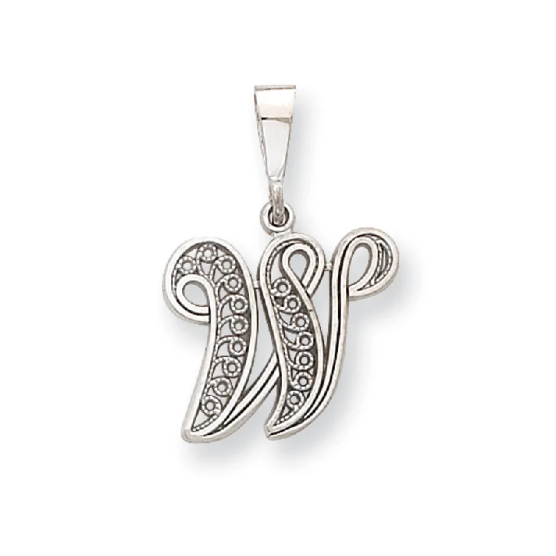 Exclusive Jewelry Discounts – Shop Now For Savings 14k White Gold, Maci Collection, Filigree Script Initial W Pendant Exclusive Jewelry Discounts – Shop Now For Savings 14k White Gold, Maci Collection, Filigree Script Initial W Pendant