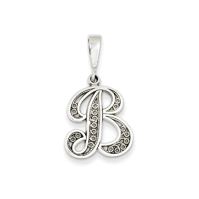 High-Quality Jewelry At A Fraction Of The Cost 14k White Gold, Maci Collection, LG Filigree Script Initial B Pendant High-Quality Jewelry At A Fraction Of The Cost 14k White Gold, Maci Collection, LG Filigree Script Initial B Pendant