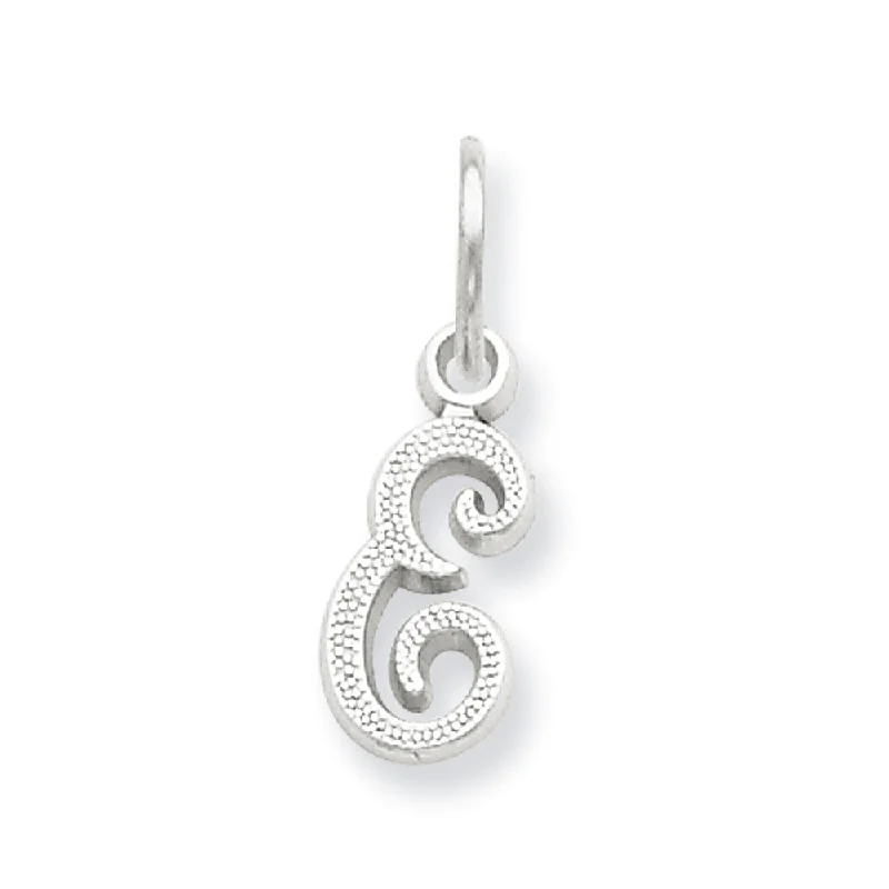 Upgrade Your Jewelry Collection For Less 14k White Gold, Sadie Collection, Mini Satin Script Initial E Charm Upgrade Your Jewelry Collection For Less 14k White Gold, Sadie Collection, Mini Satin Script Initial E Charm