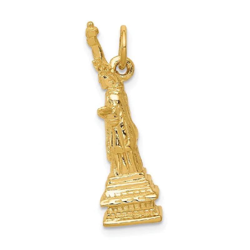 Dainty Floral Jewelry For Feminine Elegance 14k Yellow Gold 3D Statue of Liberty Charm