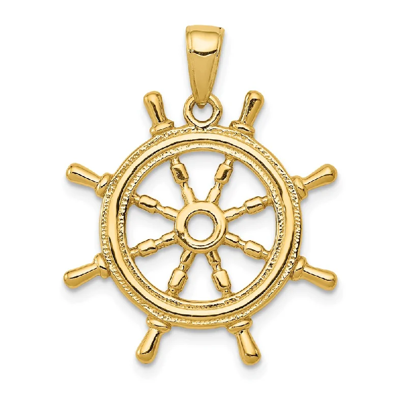 Breathtaking Jewelry, Breathtaking Prices 14k Yellow Gold 3Dimensional Ship's Wheel Pendant