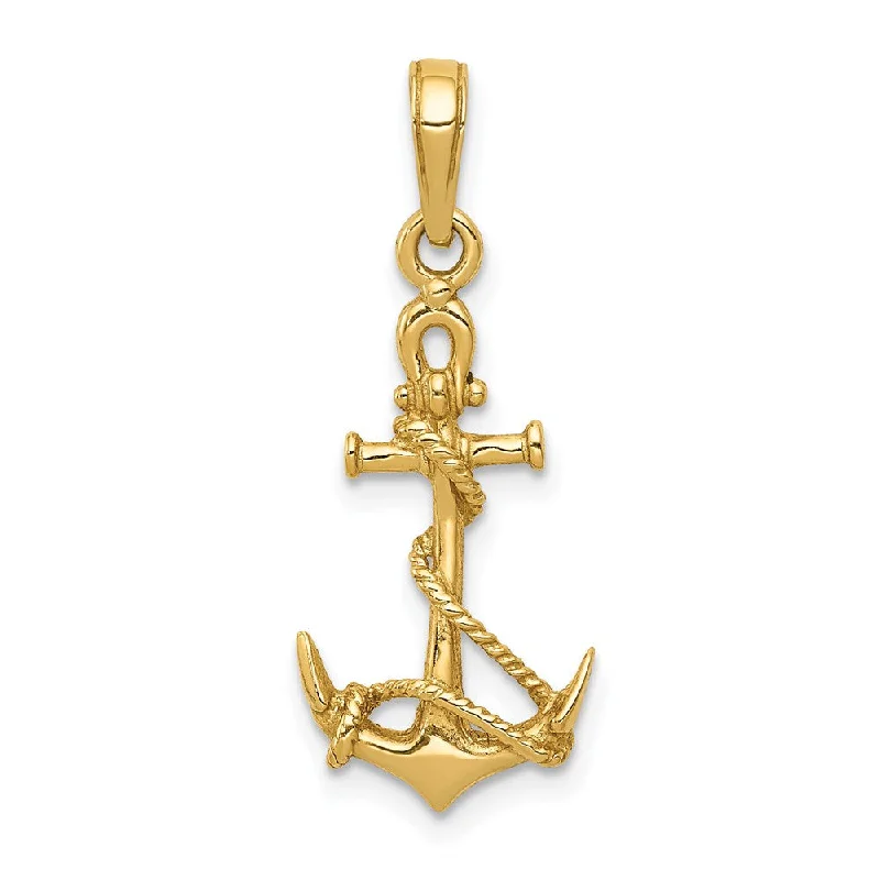 Handcrafted Beauty At Affordable Prices 14k Yellow Gold Anchor with Shackle and Entwined Rope Pendant Handcrafted Beauty At Affordable Prices 14k Yellow Gold Anchor with Shackle and Entwined Rope Pendant