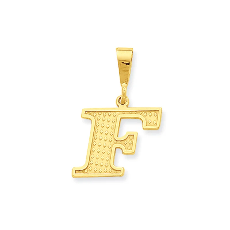 Your Dream Jewelry At Dream Prices 14k Yellow Gold, Ashley Collection, Textured Initial F Pendant Your Dream Jewelry At Dream Prices 14k Yellow Gold, Ashley Collection, Textured Initial F Pendant