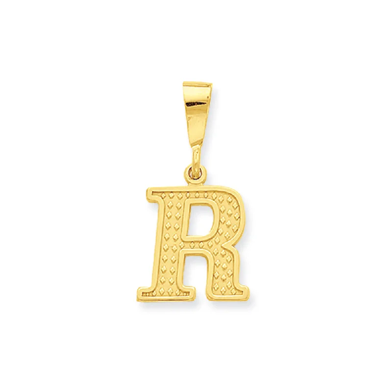 Personalized Jewelry Sale – Unique Pieces At Great Prices 14k Yellow Gold, Ashley Collection, Textured Initial R Pendant Personalized Jewelry Sale – Unique Pieces At Great Prices 14k Yellow Gold, Ashley Collection, Textured Initial R Pendant