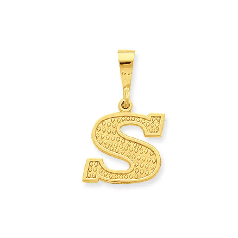 Premium Jewelry Now Available At Special Discounts 14k Yellow Gold, Ashley Collection, Textured Initial S Pendant Premium Jewelry Now Available At Special Discounts 14k Yellow Gold, Ashley Collection, Textured Initial S Pendant