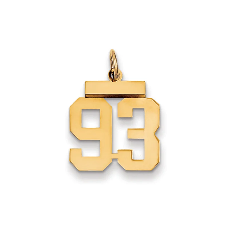 Bohemian-Inspired Jewelry For Free-Spirited Fashion 14k Yellow Gold, Athletic Collection, Small Polished Number 93 Pendant