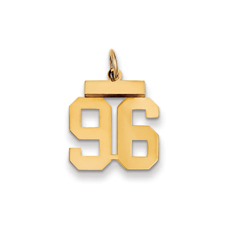 Elegant Rose Gold Jewelry For A Stylish Touch 14k Yellow Gold, Athletic Collection, Small Polished Number 96 Pendant