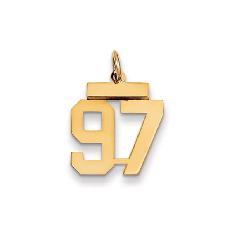 Exclusive Jewelry Sale – Limited-Time Discounts 14k Yellow Gold, Athletic Collection, Small Polished Number 97 Pendant