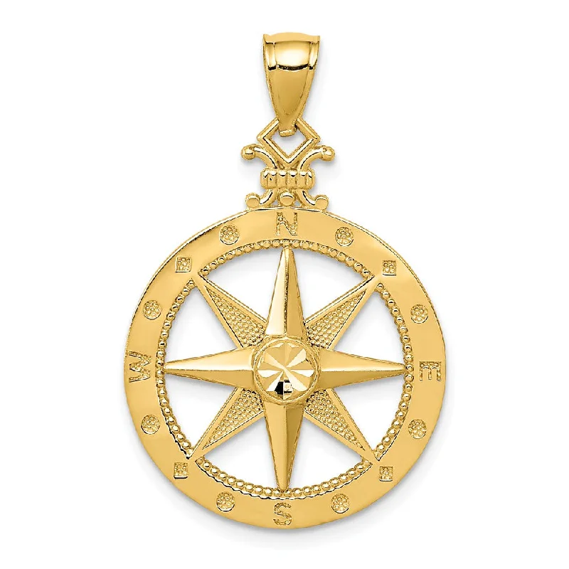 Limited-Stock Jewelry Sale – Once It's Gone, It's Gone 14k Yellow Gold Compass Pendant, 14mm, 20mm or 22mm Limited-Stock Jewelry Sale – Once It's Gone, It's Gone 14k Yellow Gold Compass Pendant, 14mm, 20mm or 22mm