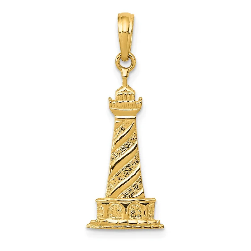 Fashion-Forward Jewelry At Exclusive Discounts 14k Yellow Gold Diagonal Stripe Lighthouse Pendant Fashion-Forward Jewelry At Exclusive Discounts 14k Yellow Gold Diagonal Stripe Lighthouse Pendant