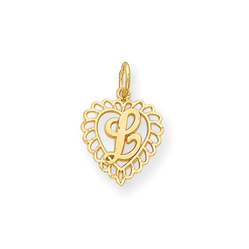 Don't Miss These Dazzling Jewelry Discounts 14k Yellow Gold, Grace Collection, Satin Heart Initial L Pendant, 15mm Don't Miss These Dazzling Jewelry Discounts 14k Yellow Gold, Grace Collection, Satin Heart Initial L Pendant, 15mm