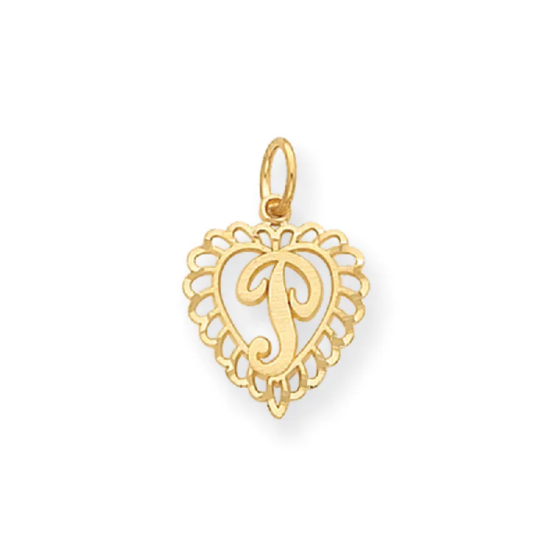 Last Chance To Shop High-End Jewelry At Markdown Prices 14k Yellow Gold, Grace Collection, Satin Heart Initial P Pendant, 15mm Last Chance To Shop High-End Jewelry At Markdown Prices 14k Yellow Gold, Grace Collection, Satin Heart Initial P Pendant, 15mm