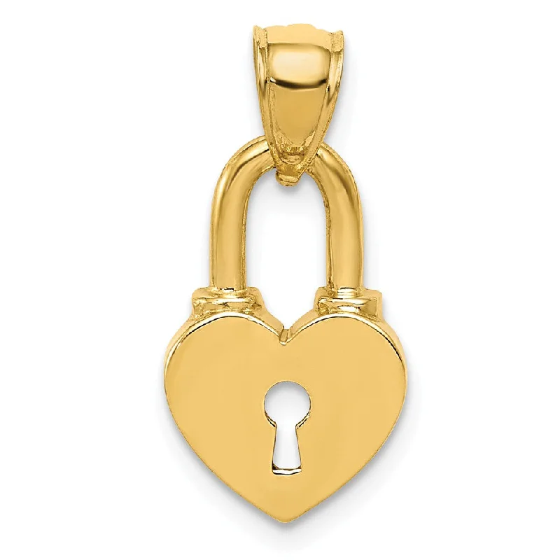Celebrate Every Occasion With Sparkling Savings 14k Yellow Gold Heart Key Hole Lock Pendant, 10mm Celebrate Every Occasion With Sparkling Savings 14k Yellow Gold Heart Key Hole Lock Pendant, 10mm