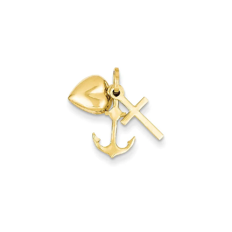 Shop Dazzling Jewelry At The Best Prices 14k Yellow Gold Hollow Faith, Hope and Charity Triple Charm, 7-8mm Shop Dazzling Jewelry At The Best Prices 14k Yellow Gold Hollow Faith, Hope and Charity Triple Charm, 7-8mm