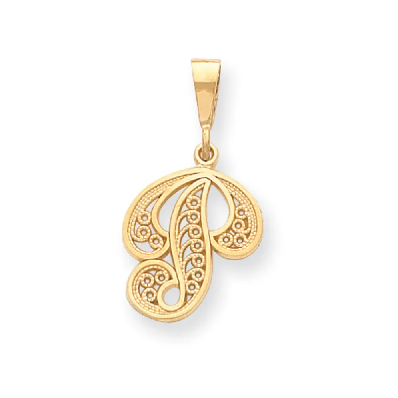 Unmissable Deals On Handmade Jewelry Collections 14k Yellow Gold, Maci Collection, LG Filigree Script Initial P Pendant Unmissable Deals On Handmade Jewelry Collections 14k Yellow Gold, Maci Collection, LG Filigree Script Initial P Pendant