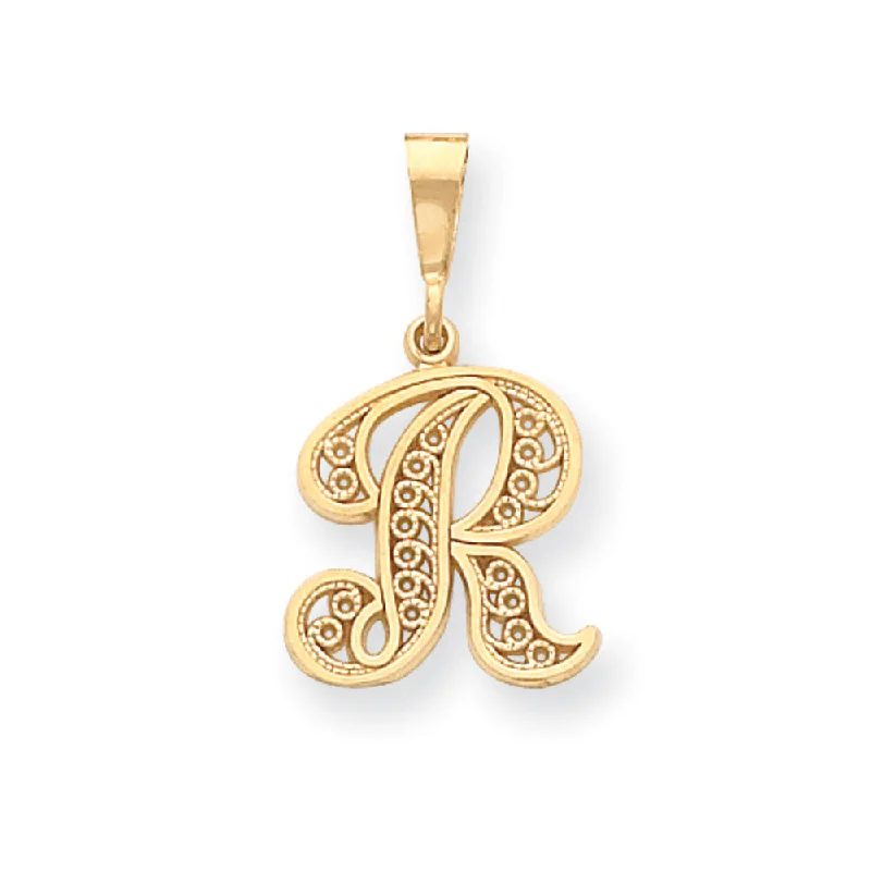 Jewelry Sale – Exclusive Styles At Lower Prices 14k Yellow Gold, Maci Collection, LG Filigree Script Initial R Pendant Jewelry Sale – Exclusive Styles At Lower Prices 14k Yellow Gold, Maci Collection, LG Filigree Script Initial R Pendant