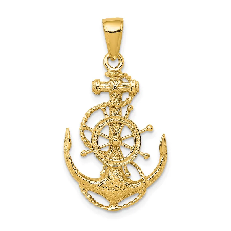 Luxury Jewelry At Unbeatable Discounts 14k Yellow Gold Medium Anchor, Ship's Wheel and Rope Pendant Luxury Jewelry At Unbeatable Discounts 14k Yellow Gold Medium Anchor, Ship's Wheel and Rope Pendant