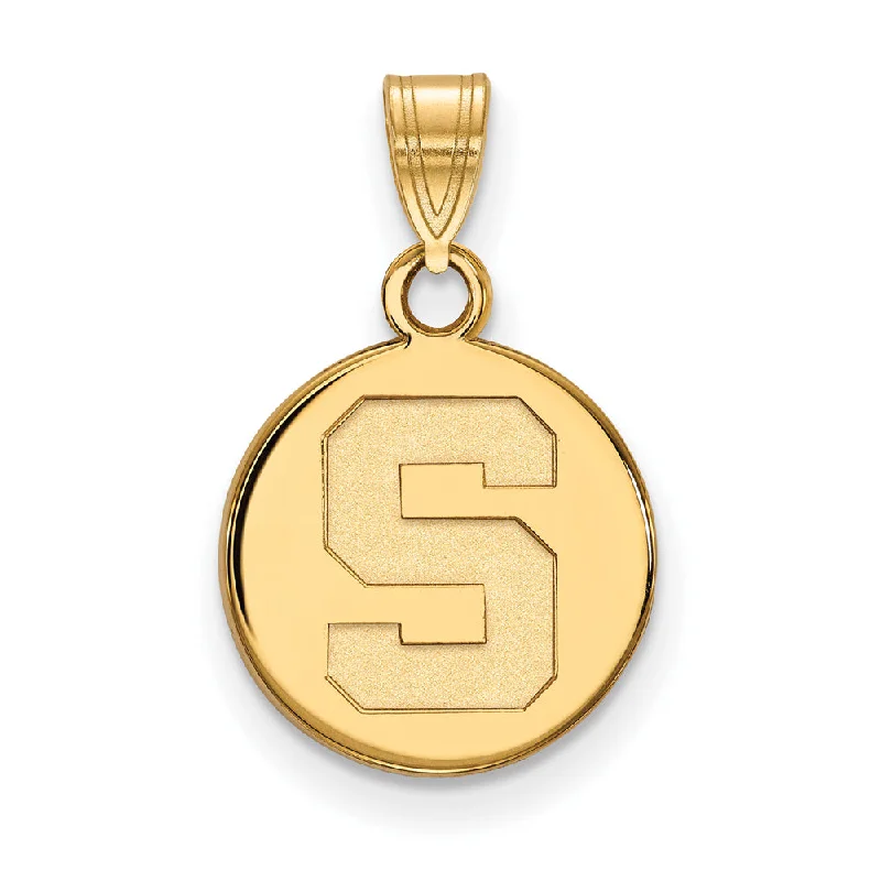Romantic Heart-Shaped Jewelry For Special Gifts 14k Yellow Gold Michigan State Small Initial S Disc Pendant