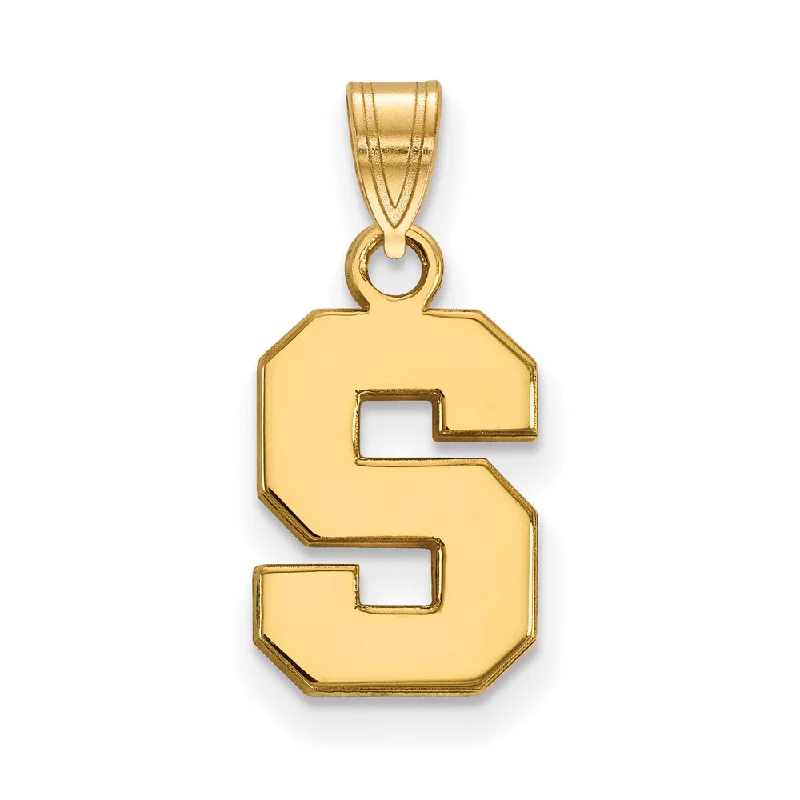 Fashion-Forward Geometric Jewelry For Contemporary Style 14k Yellow Gold Michigan State Small Initial S Pendant