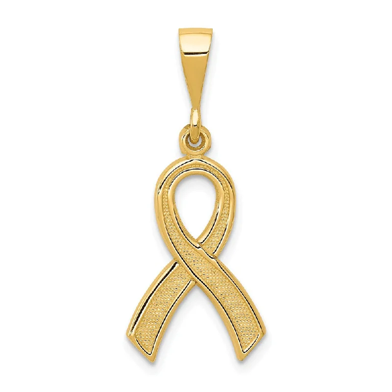 Final Call For Exquisite Jewelry At Reduced Rates 14k Yellow Gold Polished and Satin Awareness Ribbon Pendant Final Call For Exquisite Jewelry At Reduced Rates 14k Yellow Gold Polished and Satin Awareness Ribbon Pendant