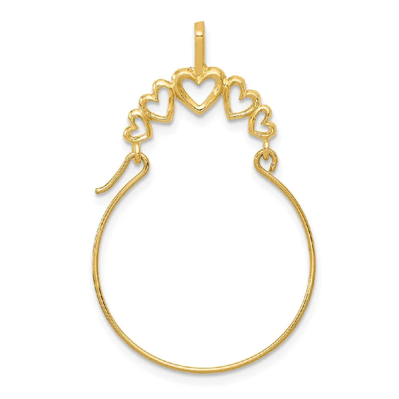 Customized Silver Jewelry For Unique Style 14k Yellow Gold Polished Five Heart Charm Holder Pendant Customized Silver Jewelry For Unique Style 14k Yellow Gold Polished Five Heart Charm Holder Pendant