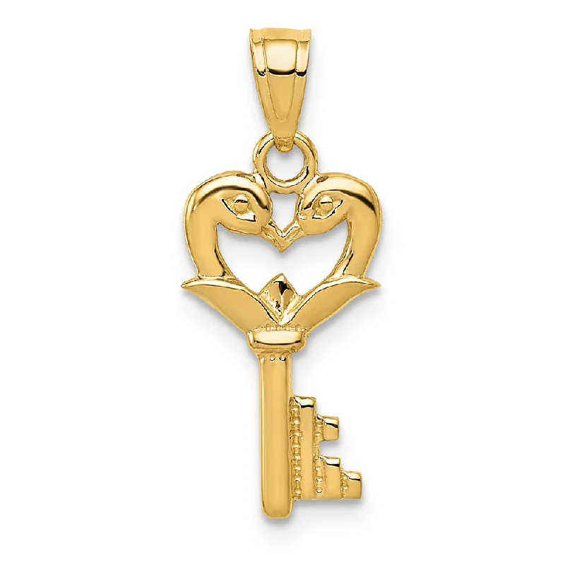 Fashion-Forward Jewelry At Incredible Prices 14k Yellow Gold Swans Key Pendant, 9mm