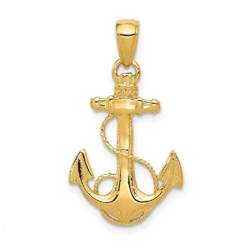 Gorgeous Jewelry, Limited-Time Savings 14k Yellow Gold Textured and Polished Anchor Pendant Gorgeous Jewelry, Limited-Time Savings 14k Yellow Gold Textured and Polished Anchor Pendant