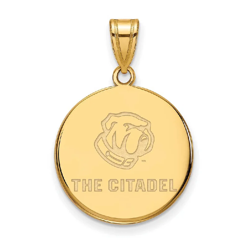 Celebrate Every Occasion With Sparkling Savings 14K Yellow Gold The Citadel Large Bulldogs Disc Pendant Celebrate Every Occasion With Sparkling Savings 14K Yellow Gold The Citadel Large Bulldogs Disc Pendant